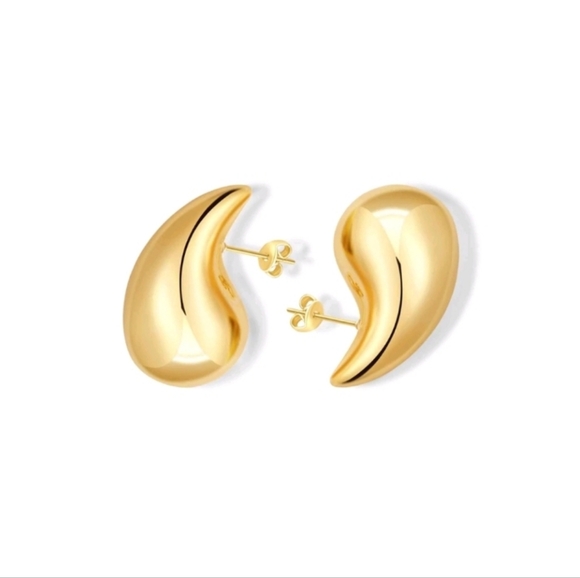 Anthropologie Trendy Teardrop Gold Stud Earrings - Picture 3 of 4